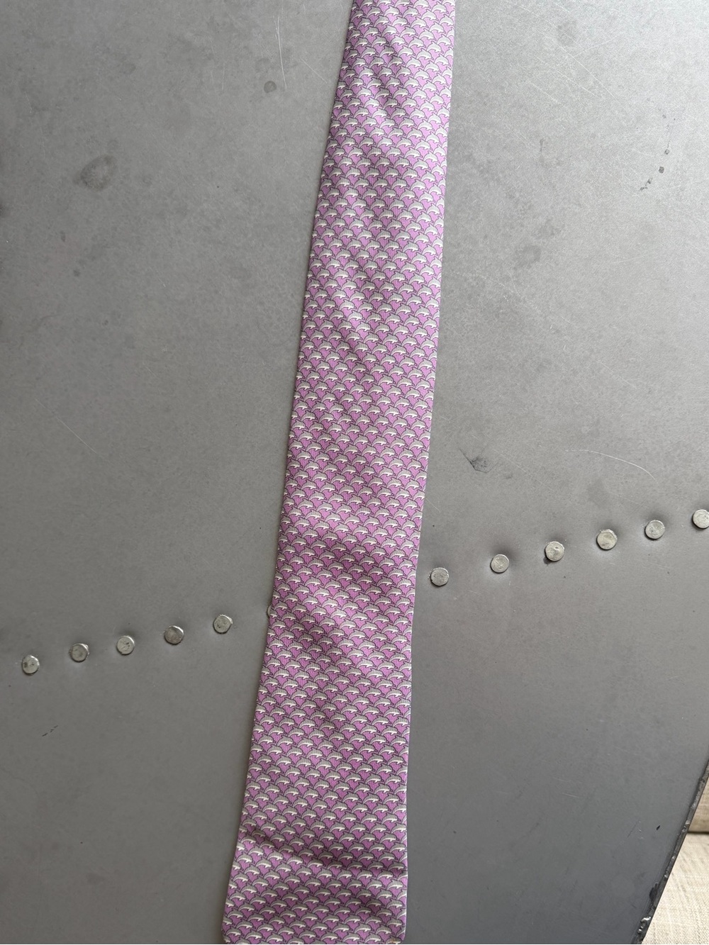 Hermès Dolphin Print Lavender Silk Tie - EUC - Picture 5 of 6